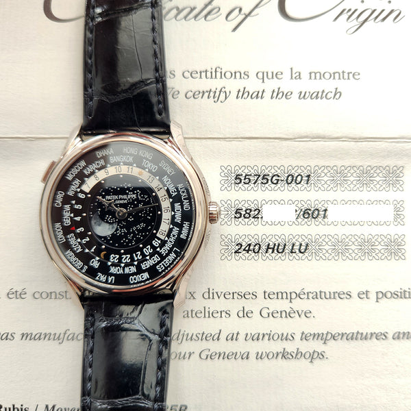 Patek Philippe World Time Moon 5575G-001 Black Dial Feb 2015