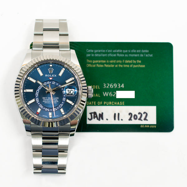 Rolex Sky-Dweller 326934 Blue Dial Nov 2022