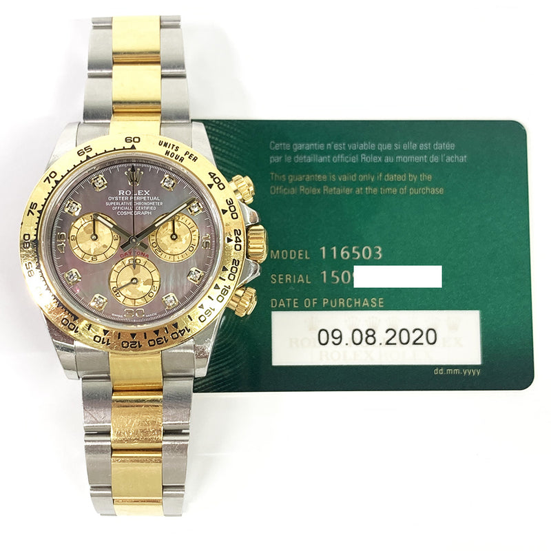 Rolex Cosmograph Daytona 116503 Black MOP Diamond Dial Aug 2020