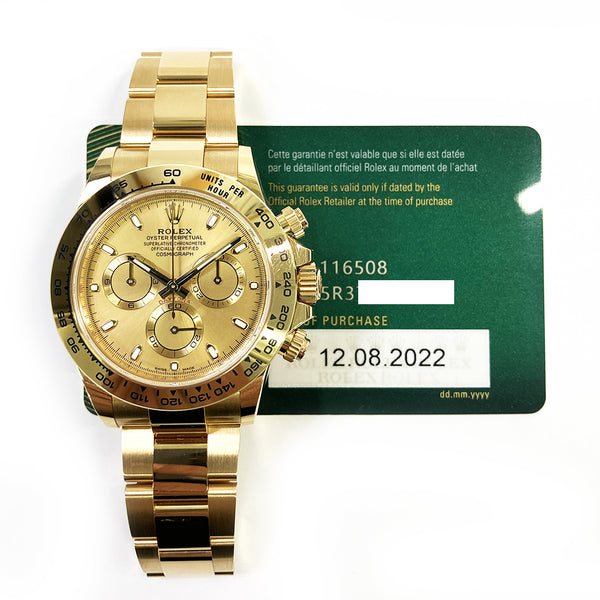 Rolex Cosmograph Daytona 116508 Champagne Dial Aug 2022