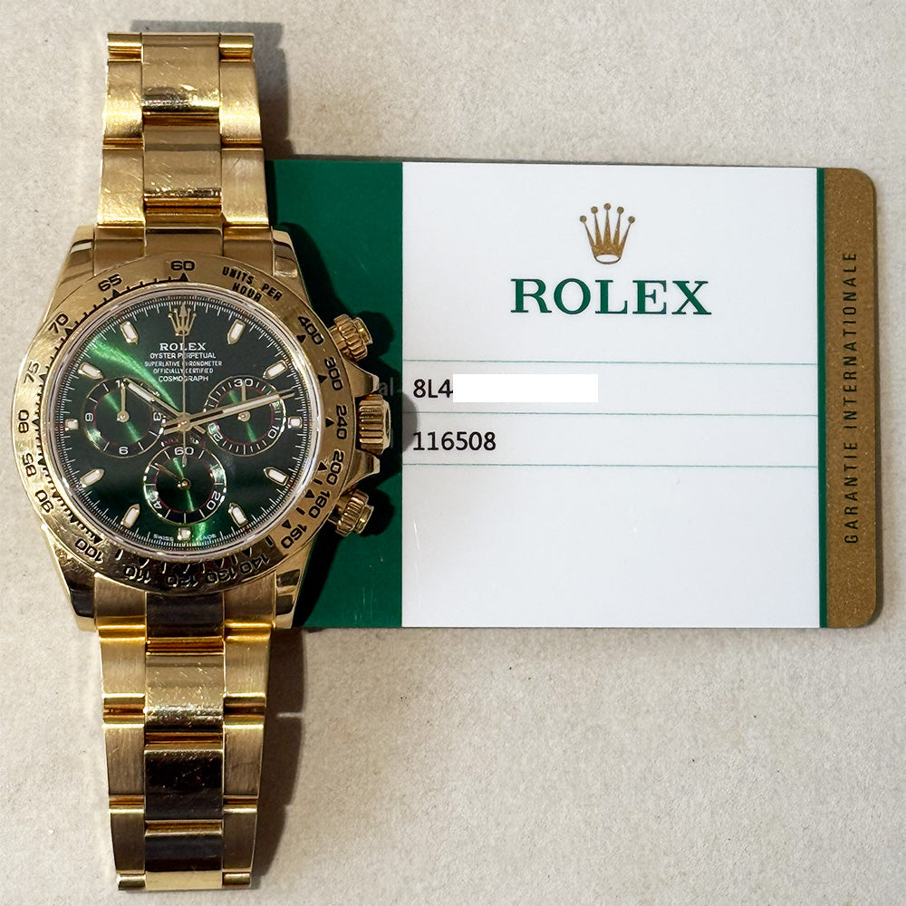 Rolex Cosmograph Daytona 116508 Green Dial Dec 2018 – CHRONONATION