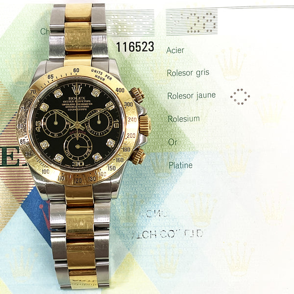 Rolex Cosmograph Daytona 116523 Black Diamond Dial May 2003