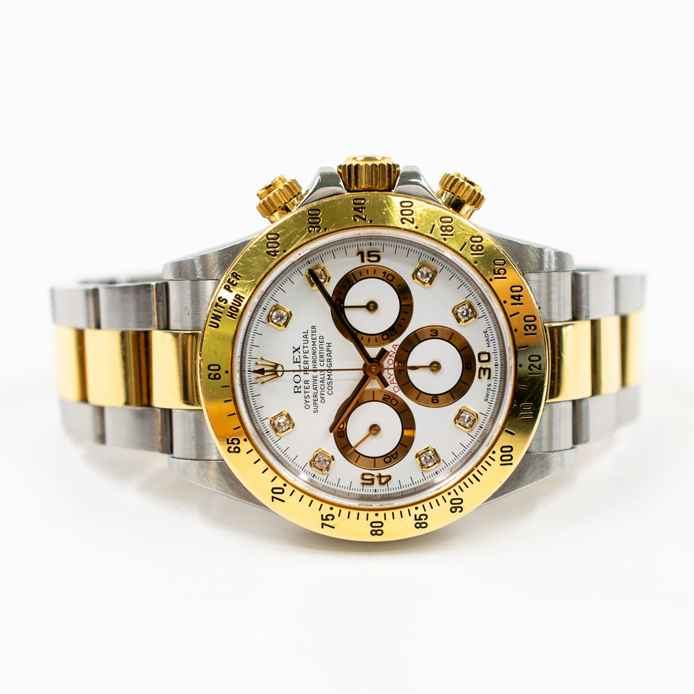 00s Love  Rolex Cosmograph Daytona 16523G White Diamond Dial Aug 2000