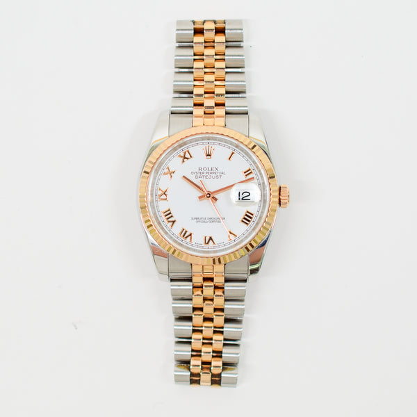 Rolex Datejust 116231 White Roman Dial Sep 2013