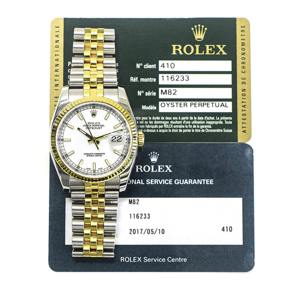 Rolex Datejust 116233 White Dial 
