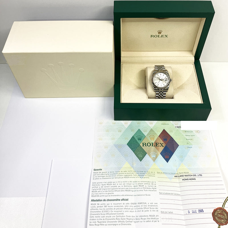 Rolex Datejust 116234 Silver Dial Dec 2005