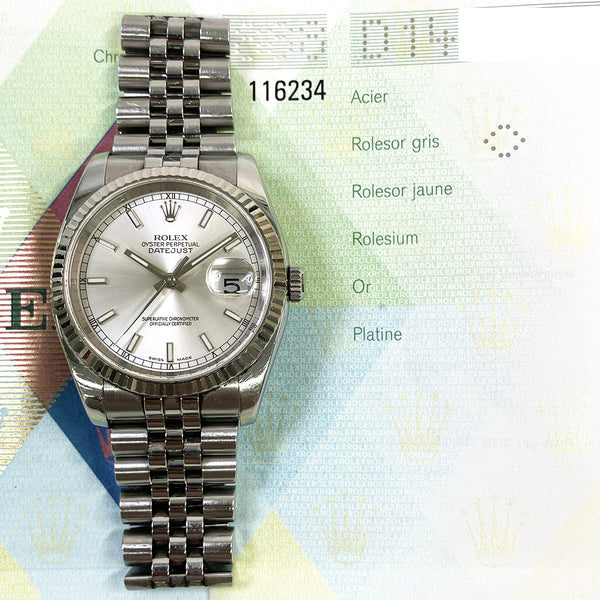 Rolex Datejust 116234 Silver Dial Dec 2005