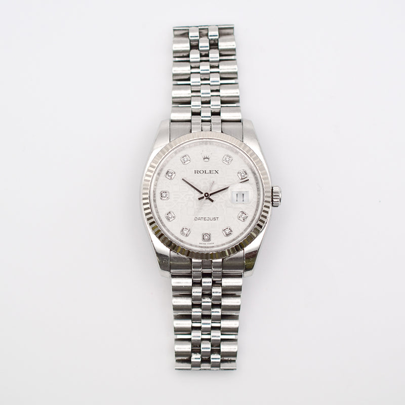 Rolex Datejust 116234 Silver Jubilee Diamond Dial Apr 2009