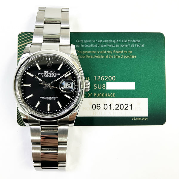 Rolex Datejust 126200 Black Dial Jan 2021