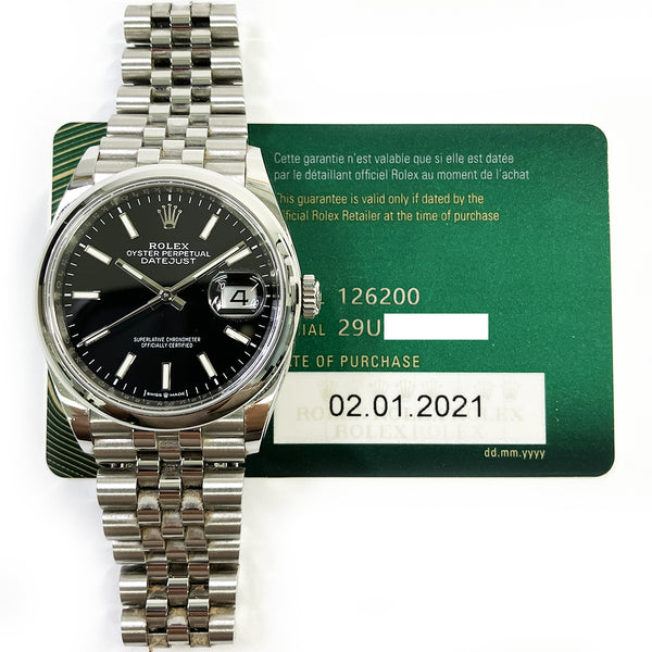 Rolex Datejust 126200 Black Dial Jan 2021 2
