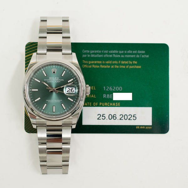 Rolex Datejust 126200 Green Dial Jun 2025