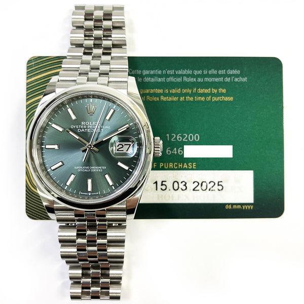 Rolex Datejust 126200 Mint Green Dial Mar 2025