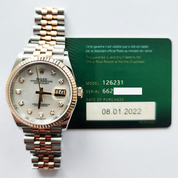 Rolex Datejust 126231 White MOP Diamond Dial Jan 2022