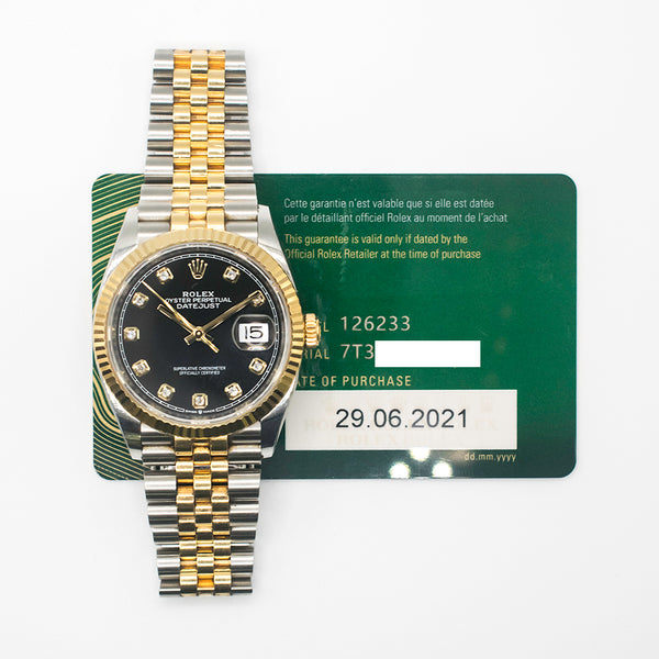 Rolex Datejust 126233 Black Diamond Dial Jun 2021