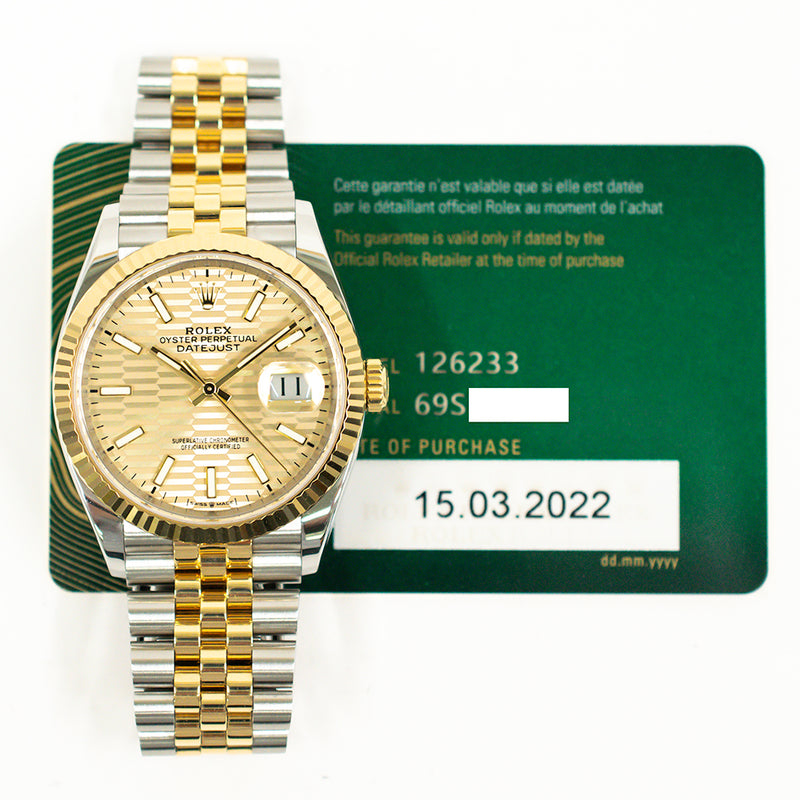 Rolex Datejust 126233 Champagne Fluted Dial Mar 2022
