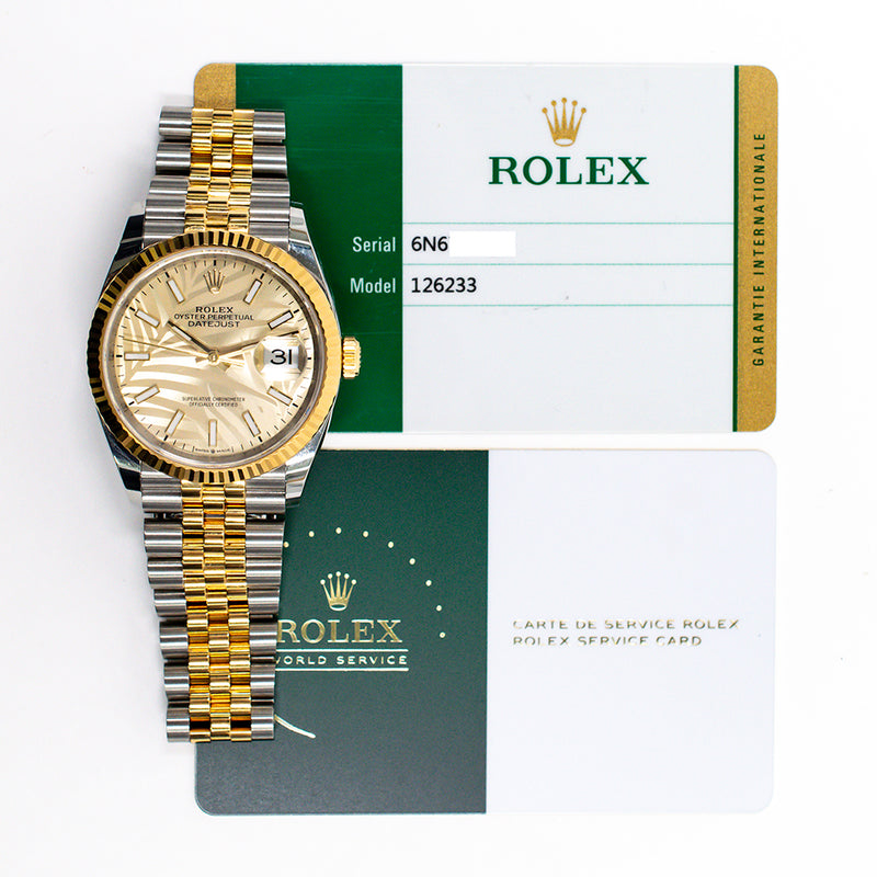 Rolex Datejust 126233 Champagne Palm Motíf Feb 2019
