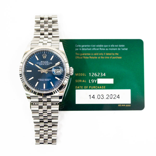 Rolex Datejust 126234 Blue Dial Mar 2024