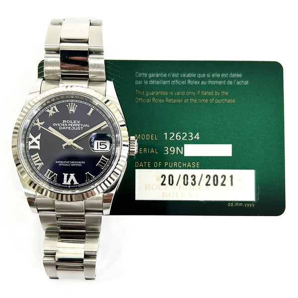 Rolex Datejust 126234 Purple IV&IX Diamond Dial Mar 2021