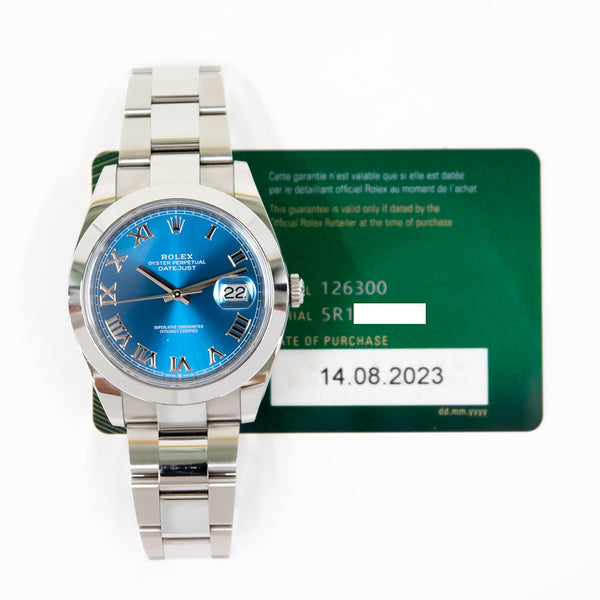 Rolex Datejust 126300 Blue Roman Dial Aug 2023