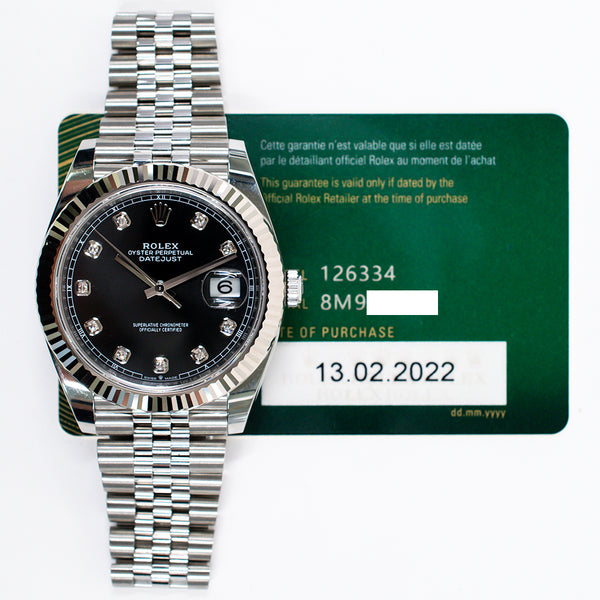 Rolex Datejust 126334G Black Diamond Dial Feb 2022