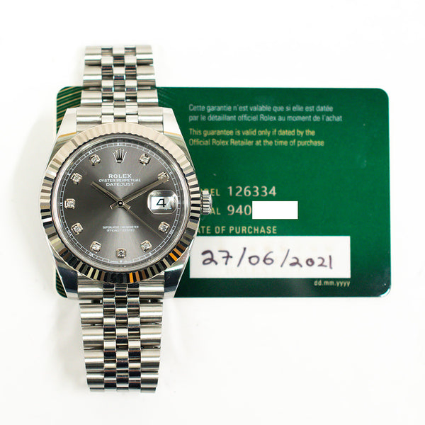 Rolex Datejust 126334G Dark Grey Diamond Dial Jun 2021