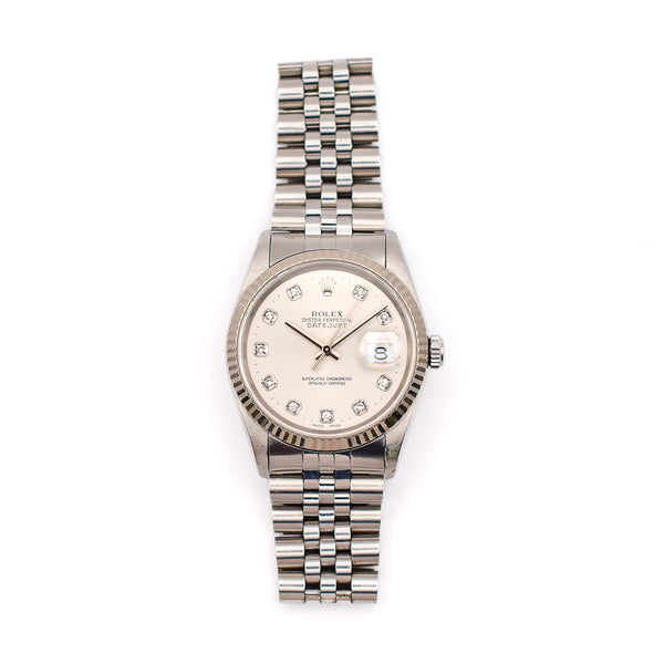 Rolex Datejust 16234 Silver Diamond Dial Oct 1999