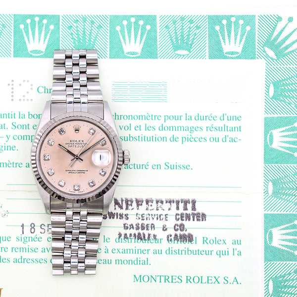 Rolex Datejust 16234 Silver Diamond Dial Sep 1996