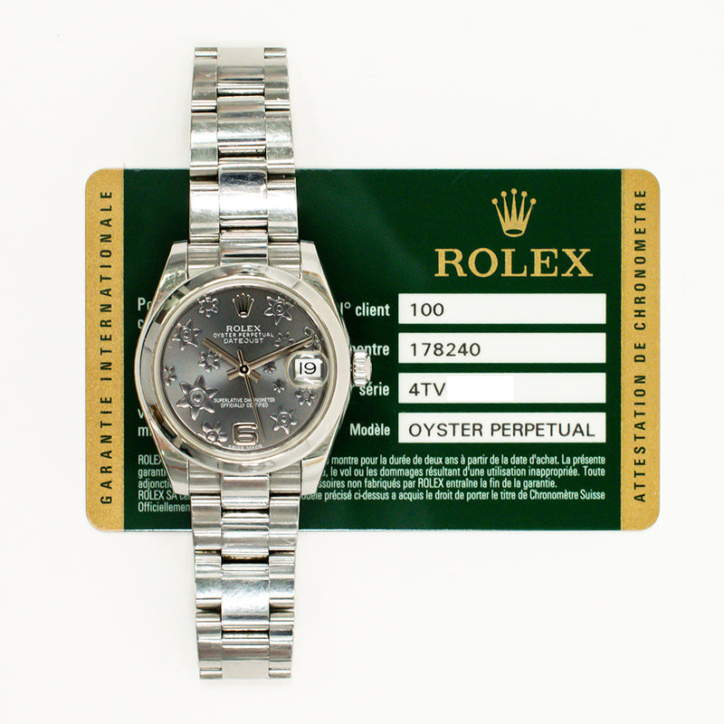 Rolex Datejust 178240 Dark Rhodium Flower Dial Jan 2014