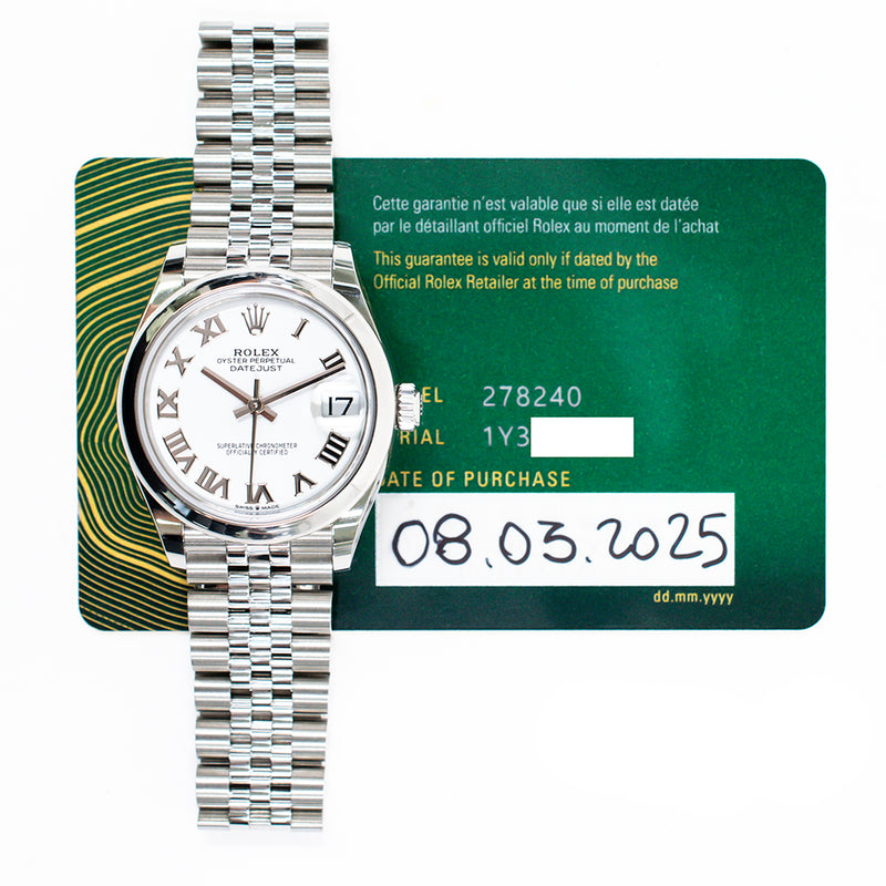 Rolex Datejust 278240 White Roman Dial Mar 2025
