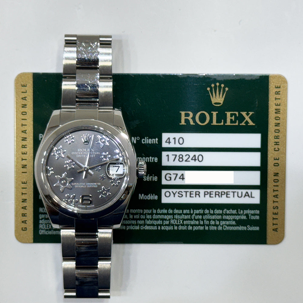 Rolex Datejust 31mm 178240 Grey Flower Dial Nov 2013 – CHRONONATION
