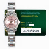 Rolex Datejust 31mm Steel and White Gold 278274 Pink Dial Sep 2025