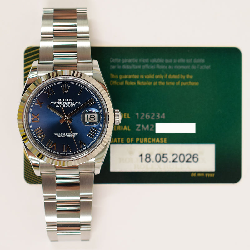 Rolex Datejust 36mm 126234 Blue Roman Dial May 2026 – CHRONONATION