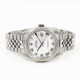 Rolex Datejust 36mm 16220 White Roman Dial Aug 2000