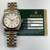 Rolex Datejust 36mm Steel and Rose Gold 116231G Silver Jubilee Diamond Dial Oct 2008 - View 2