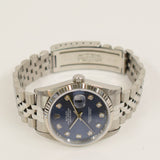 Rolex Datejust 36mm Steel and White Gold 16234G Blue Diamond Dial Aug 1998 - View 3