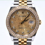 Rolex Datejust 36mm Steel and Yellow Gold 126283RBR Champagne Jubilee Diamond Dial Nov 2021 - View 1
