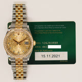 Rolex Datejust 36mm Steel and Yellow Gold 126283RBR Champagne Jubilee Diamond Dial Nov 2021 - View 2