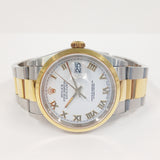 Rolex Datejust 36mm Steel and Yellow Gold 16203 White Roman Dial Oct 2003 - View 3