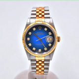 Rolex Datejust 36mm Steel and Yellow Gold 16233G Blue Ombre Diamond Dial Apr 1999 - View 1