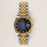 Rolex Datejust 36mm Steel and Yellow Gold 16233G Blue Ombre Diamond Dial Feb 1999 - View 1