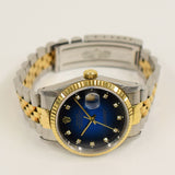 Rolex Datejust 36mm Steel and Yellow Gold 16233G Blue Ombre Diamond Dial Feb 1999 - View 3