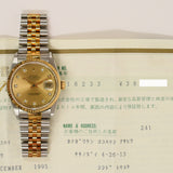 Rolex Datejust 36mm Steel and Yellow Gold 16233G Champagne Diamond Dial Dec 1995 - View 2