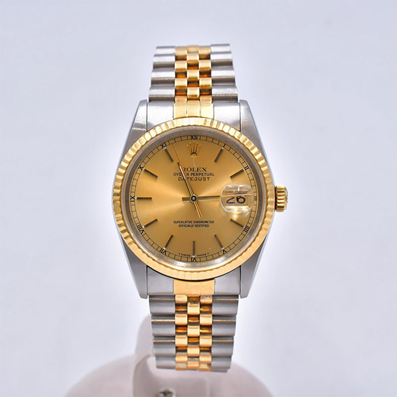 ROLEX OYSTER PERPETUAL DATE JUST ジャンク Rolex Datejust 36mm Steel and Yellow Gold 16233 Champagne Dial Sep