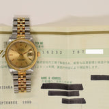 Rolex Datejust 36mm Steel and Yellow Gold 16233 Champagne Dial Sep 1999 - View 2