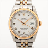 Rolex Datejust 36mm Steel and Yellow Gold 16233 White Roman Dial Mar 1990 - View 3