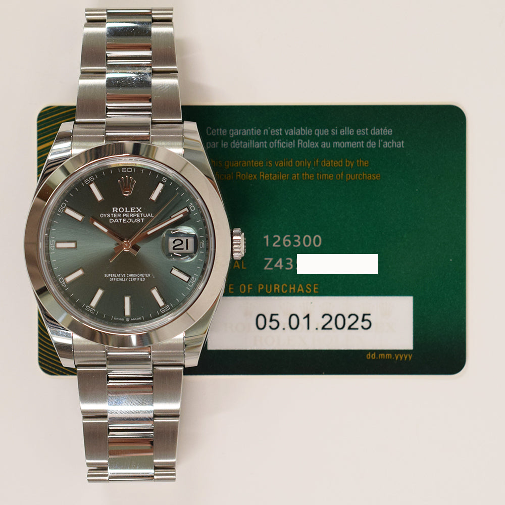 Rolex Datejust 41mm 126300 Green Dial Jan 2025 – CHRONONATION