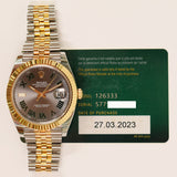 Rolex Datejust 41mm Steel and Yellow Gold 126333 Wimbledon Dial Mar 2023 - View 2