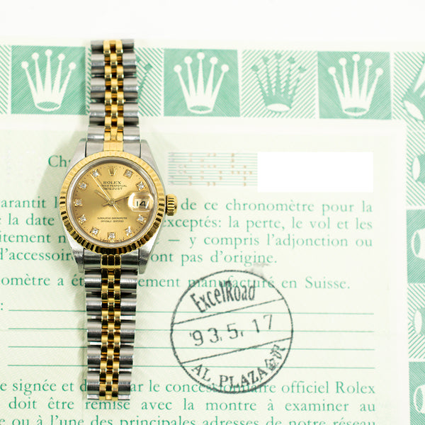 Rolex Datejust 69173G Champagne Diamond Dial May 1993
