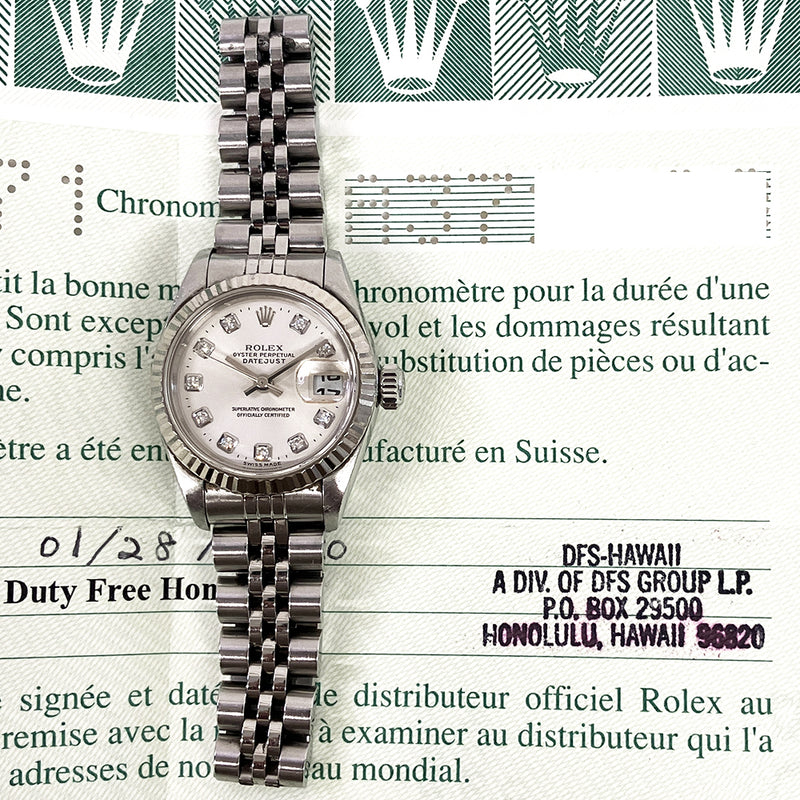 Rolex Datejust 79174 Silver Diamond Dial Jan 2000
