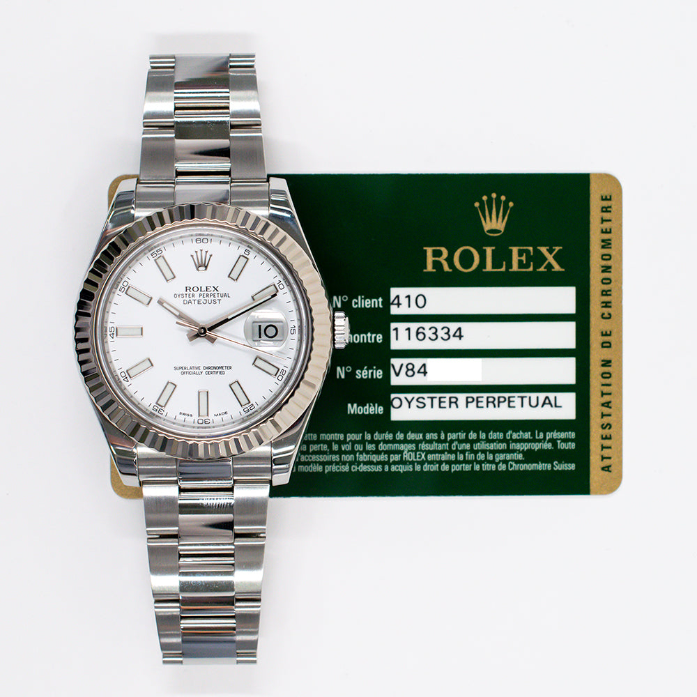 Rolex Datejust II 116334 White Dial Dec 2009 – CHRONONATION